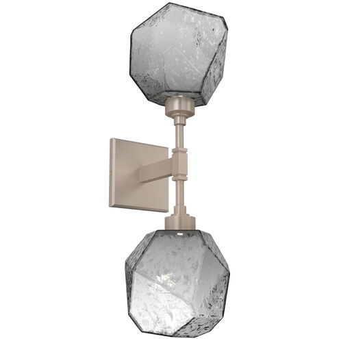 Gem LED 6.5 inch Beige Silver Indoor Sconce Wall Light in Metallic Beige Silver, Smoke, 2700K LED, Double