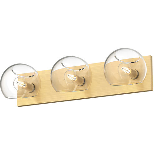 Willow 3 Light 22.63 inch Brushed Gold Bath Vanity Wall Light in Clear Glass