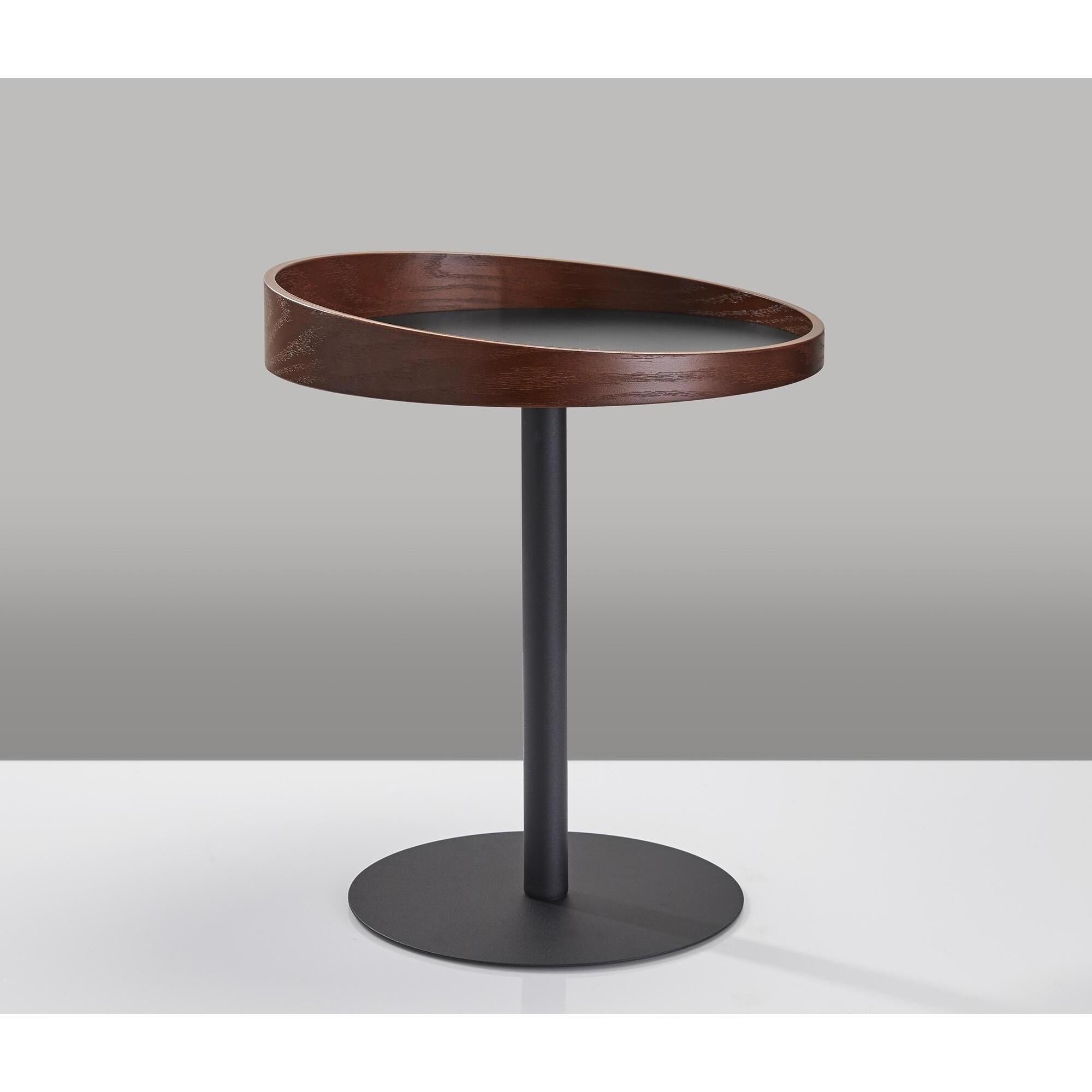 Crater 22 X 18 inch Black and Walnut Wood Veneer End Table