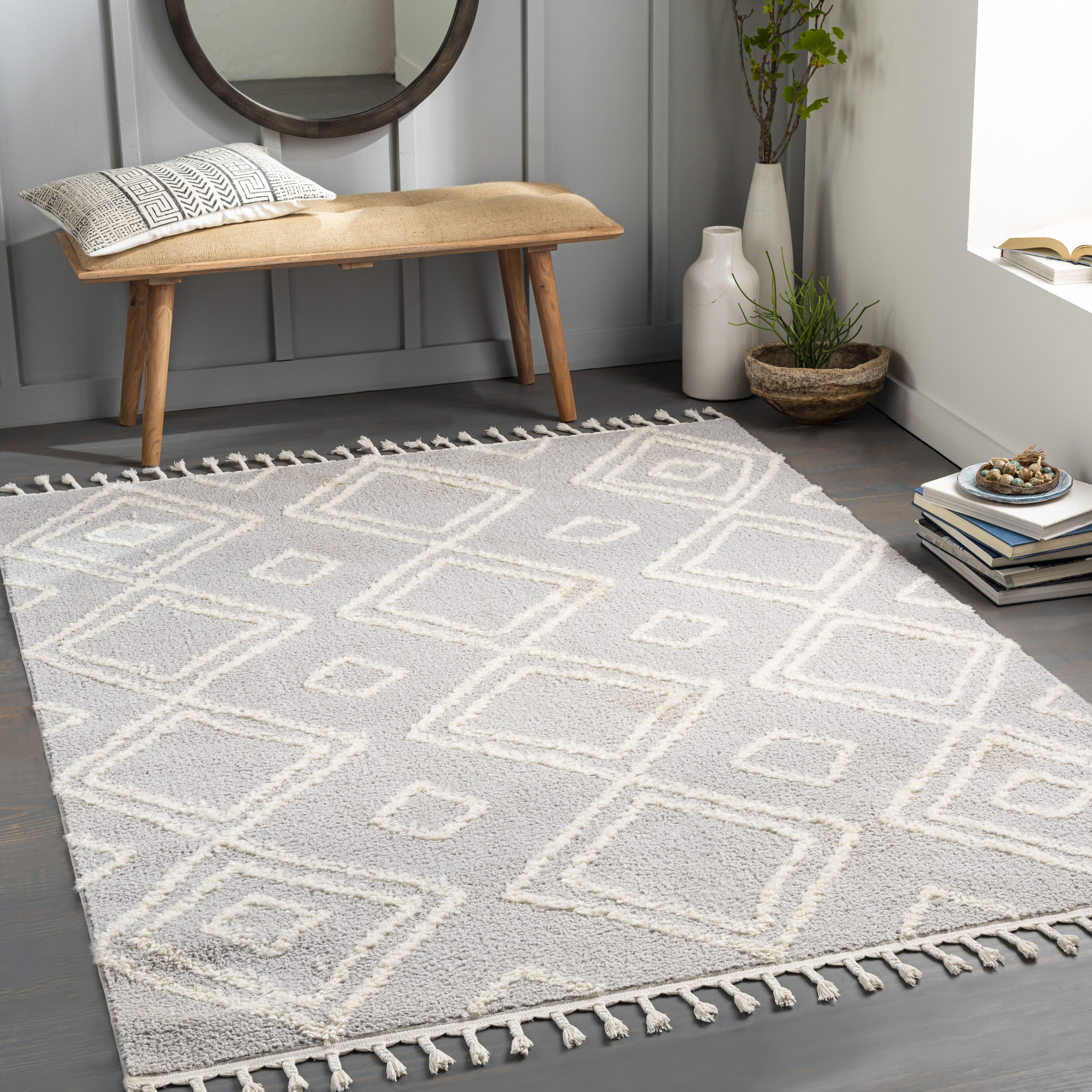 Alhambra 84 X 63 inch Light Grey Rug in 5 x 8, Rectangle