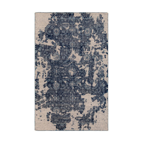 Hoboken 108 X 72 inch Medium Gray/Navy/Cream Rugs, Wool