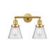Franklin Restoration Small Cone LED 16 inch Satin Gold Bath Vanity Light Wall Light in Seedy Glass, Franklin Restoration