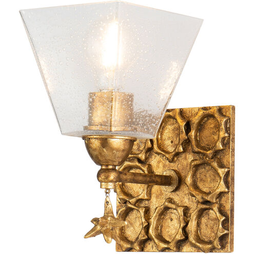 Star 1 Light 6 inch Gold leaf Bath Light Wall Light in Gold Leaf with Antique