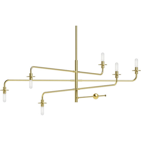 Atelier 6 Light 40.25 inch Satin Brass Pendant Ceiling Light