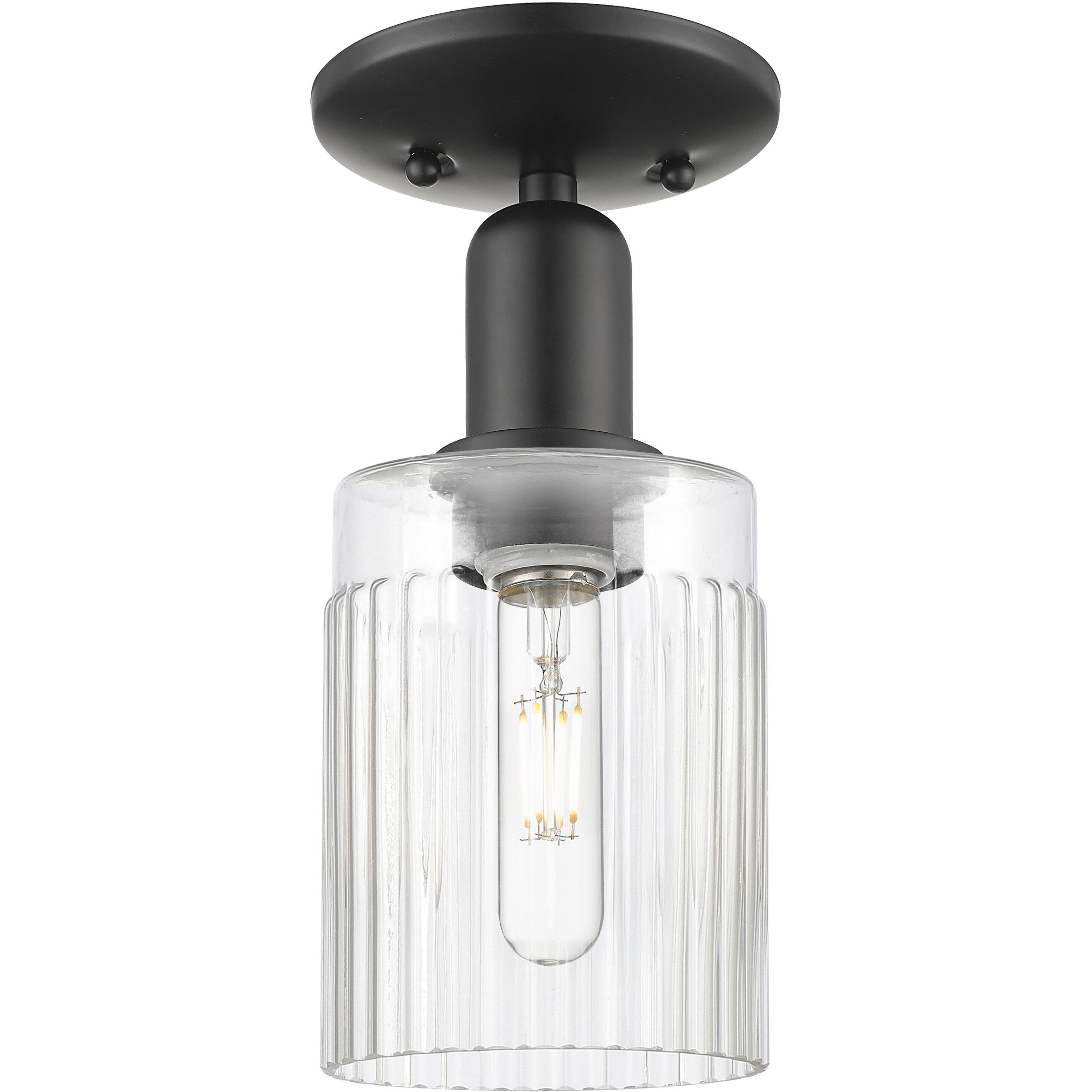 Arcadia Hadley 1 Light 4.88 inch Matte Black Semi-Flush Mount Ceiling Light in Clear