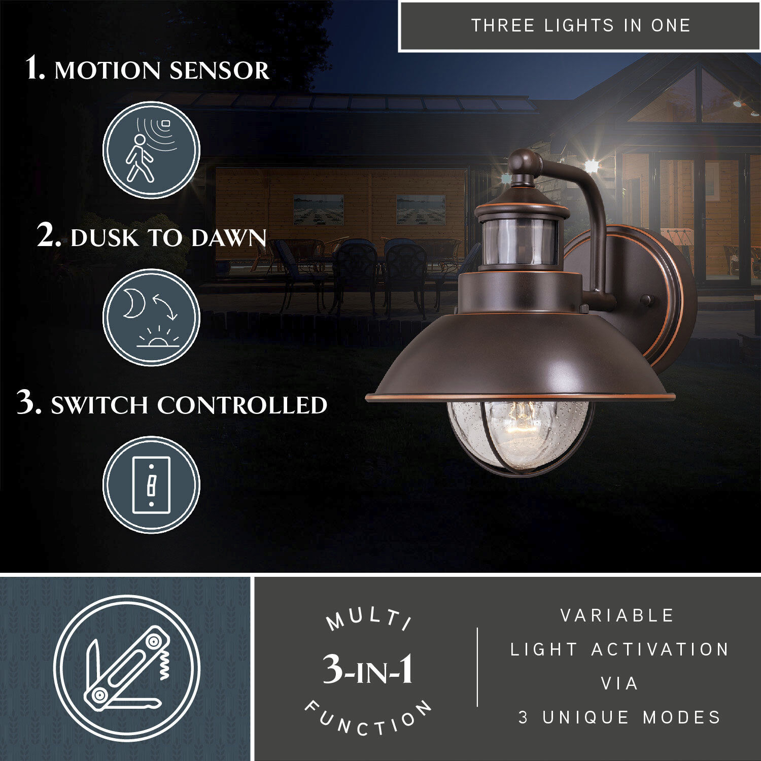 Harwich Burnished Bronze Outdoor Motion Sensor