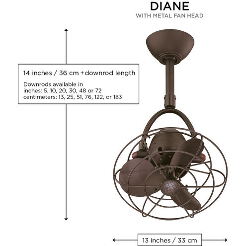 Atlas Diane 13 inch Matte Black Ceiling Fan, Atlas