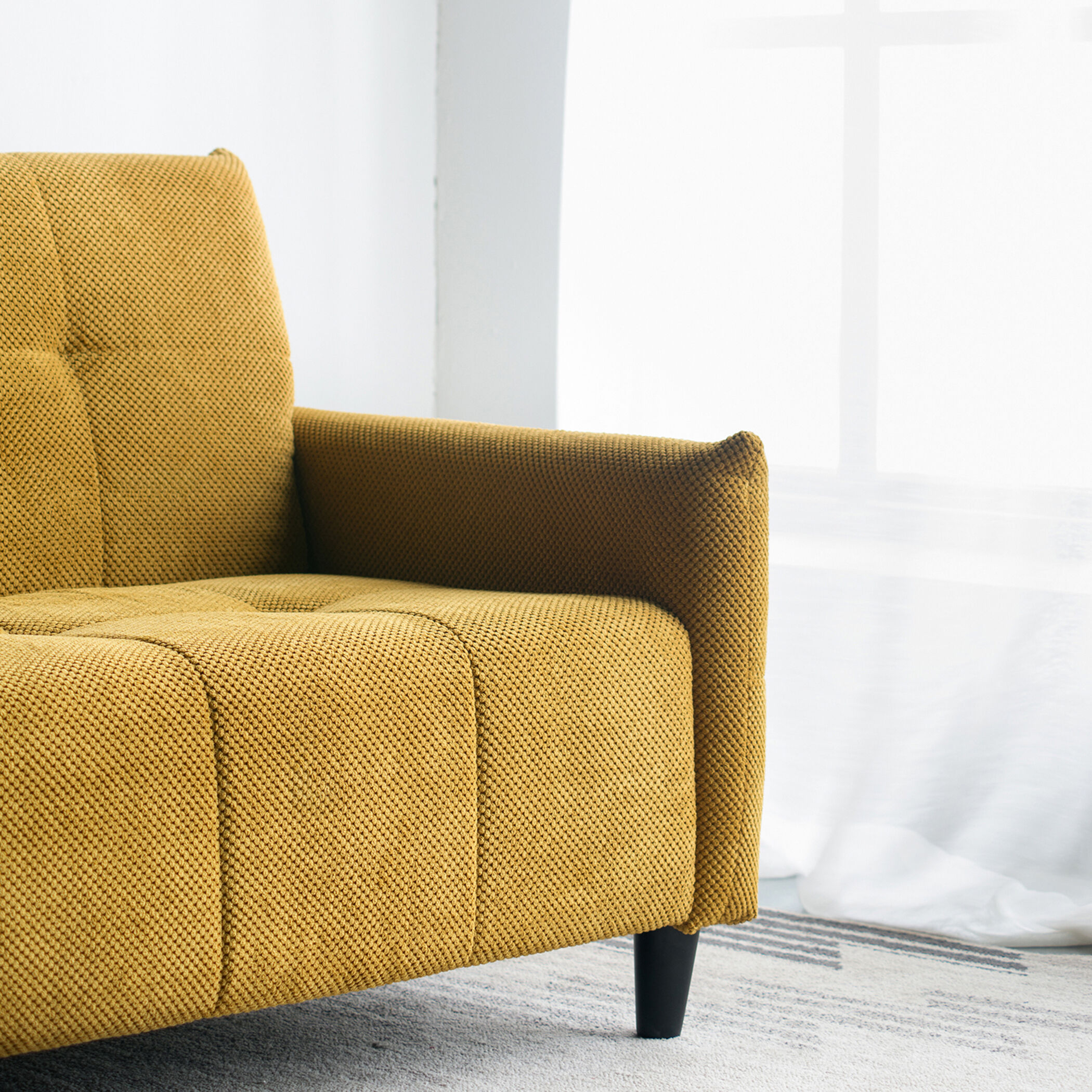 Large Biscuit Tufted Mustard Sofa
