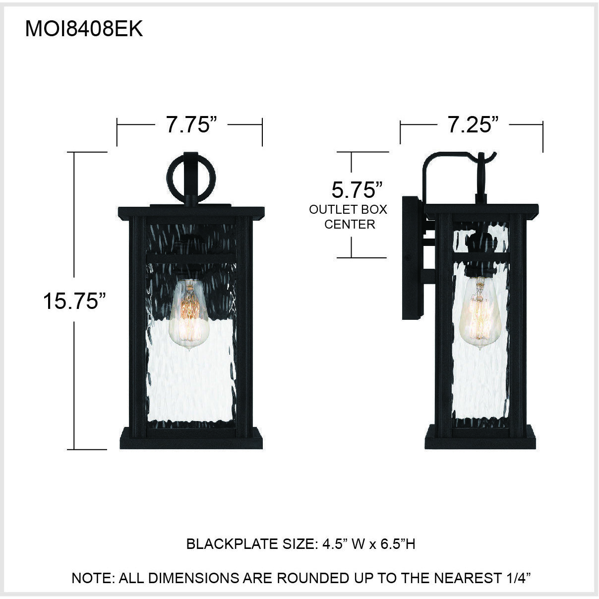 Moira 1 Light 16 inch Earth Black Outdoor Wall Lantern, Medium