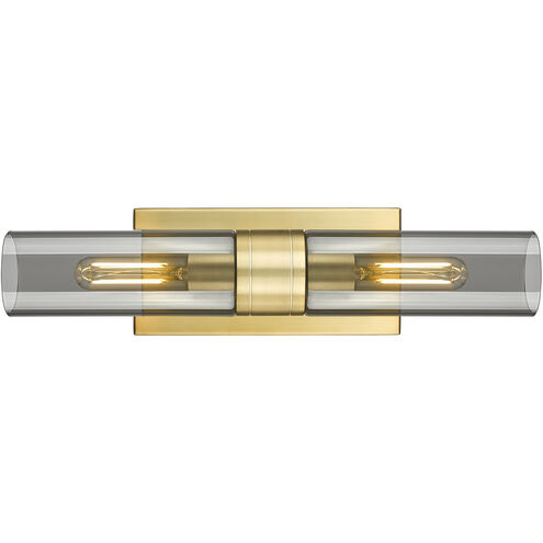 Ballston Urban 2 Light 18 inch Satin Gold Bath Vanity Light Wall Light in Plated Smoke Glass