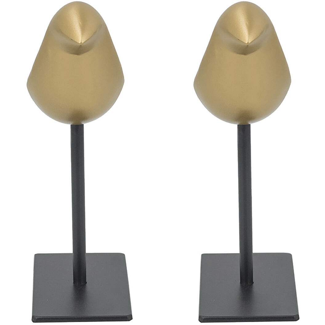 Anita Black/Gold Bird Figurines, Set of 2