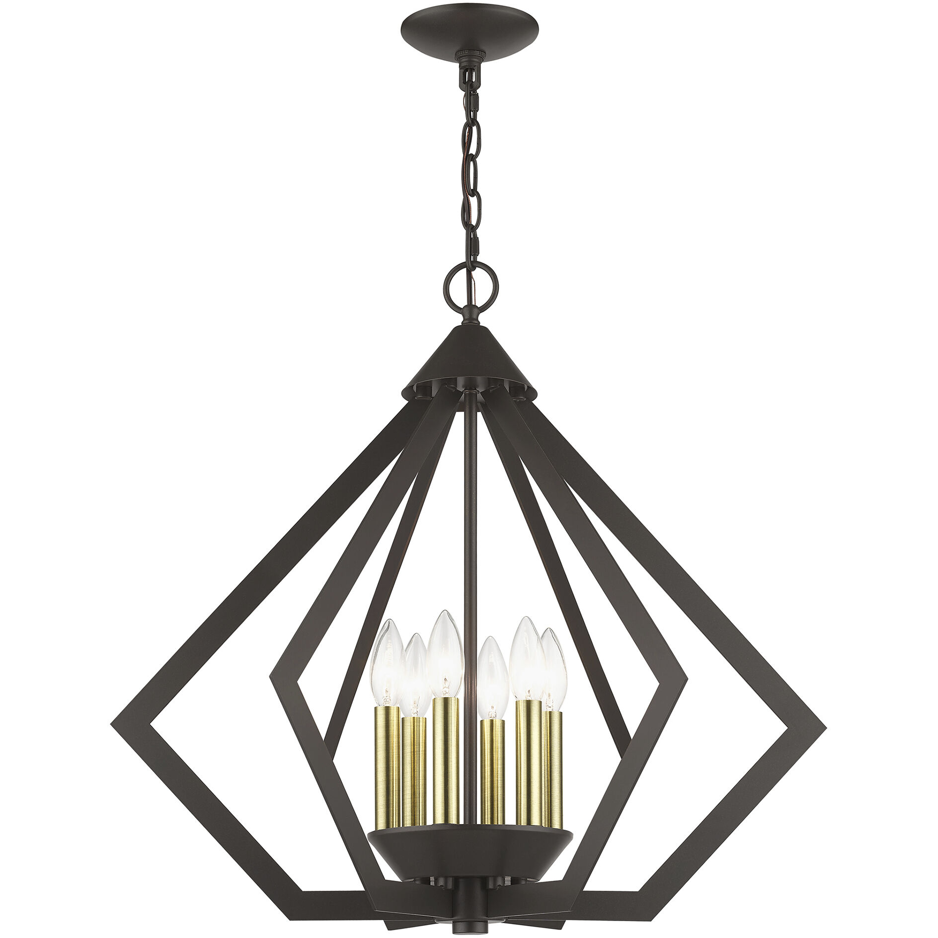 Prism 6 Light 26 inch English Bronze with Antique Brass Finish Accents Chandelier Ceiling Light