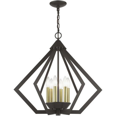 Prism 6 Light 26 inch English Bronze with Antique Brass Finish Accents Chandelier Ceiling Light