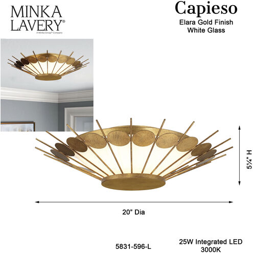 Capeieso LED 20 inch Elara Gold Flush Mount Ceiling Light