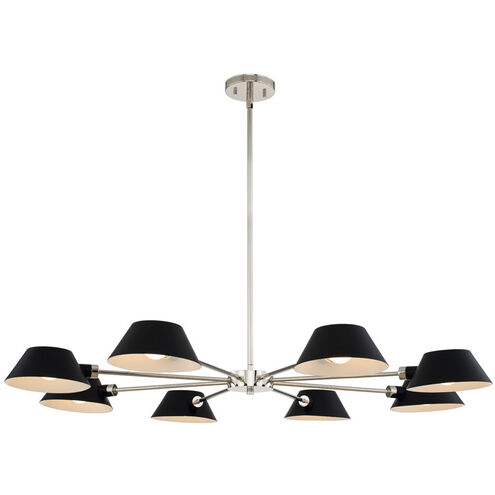 Bruno 8 Light 42 inch Matte Black with Polished Nickel Chandelier Pendant Ceiling Light