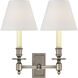 French Library 2 Light 12 inch Antique Nickel Double Library Sconce Wall Light in Linen 2