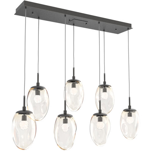 Meteo LED LED Graphite Linear Pendant Ceiling Light in 3000K LED, Floret Inner - Amber Outer, Multi-Port