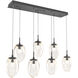 Meteo LED LED Graphite Linear Pendant Ceiling Light in 3000K LED, Floret Inner - Amber Outer, Multi-Port