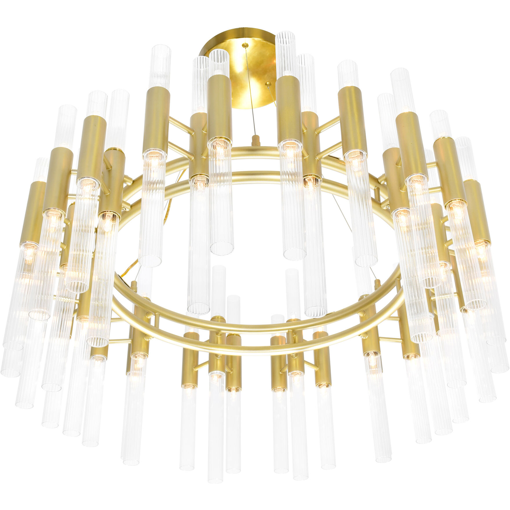 Orgue 72 Light 32 inch Satin Gold Down Chandelier Ceiling Light
