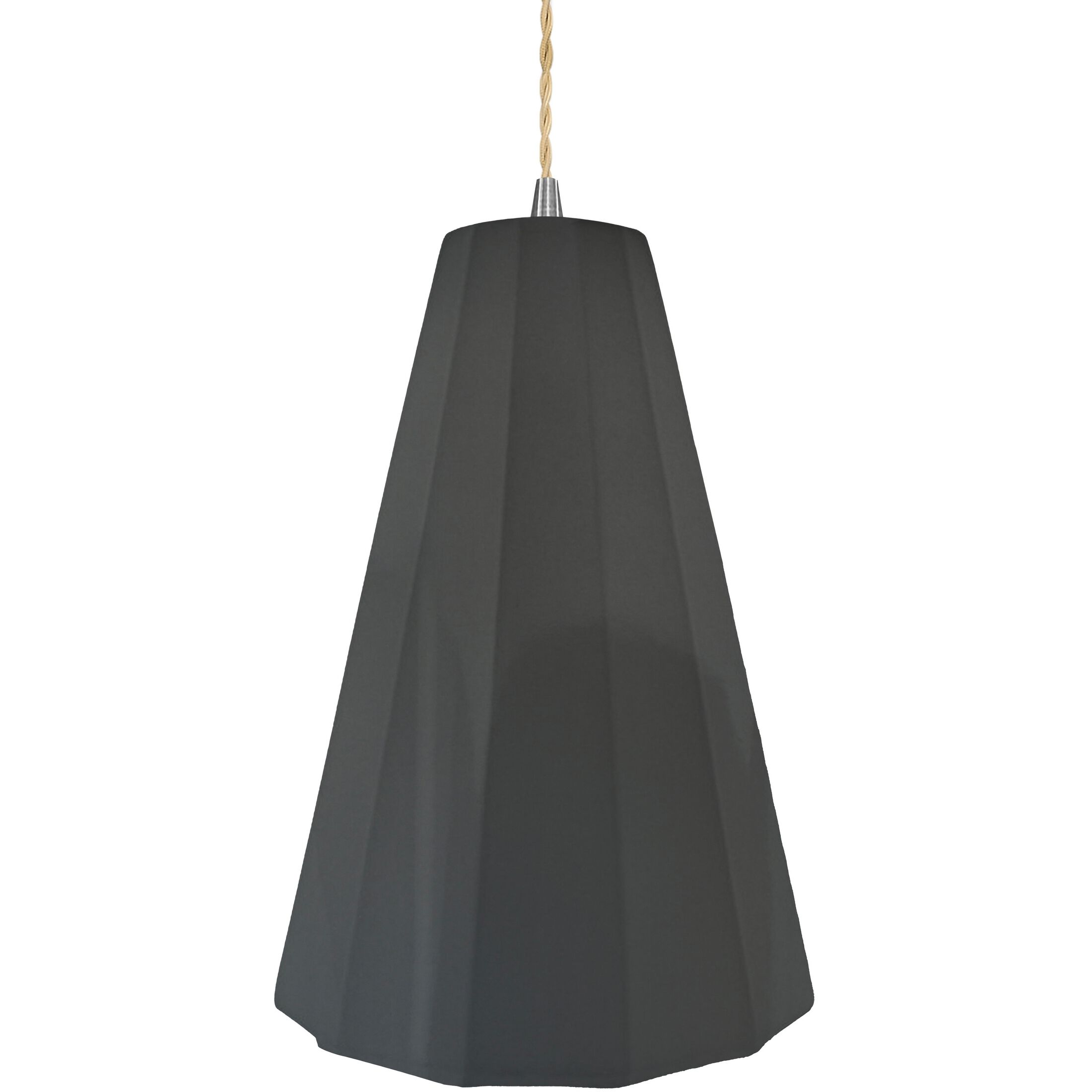 Radiance Collection - Fluted Pendant Ceiling Light in Brushed Nickel, Replaceable Bulb, Beige Twist Cord, Gloss Gray, 9W x 13H, Form+Finish+Function