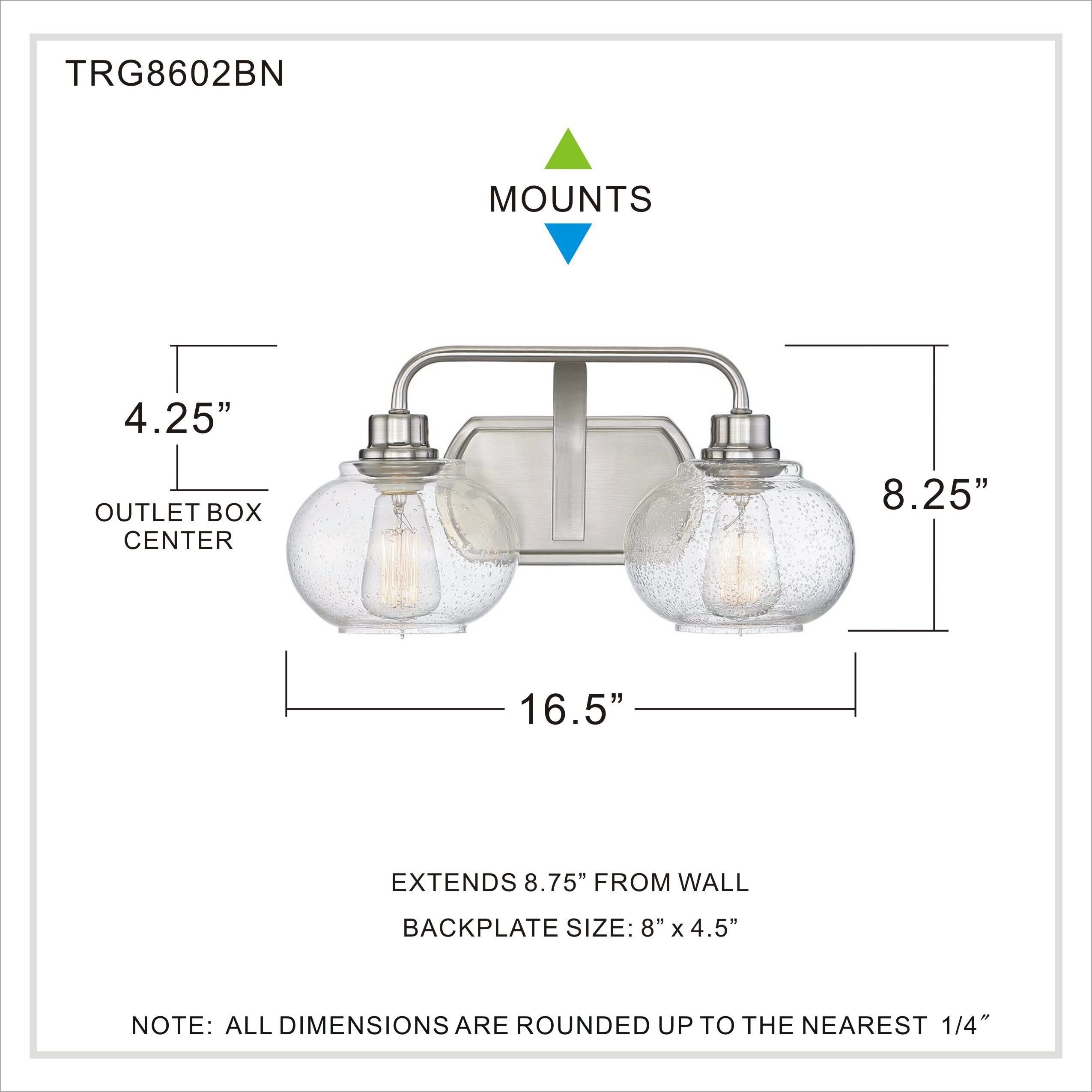 Trilogy 2 Light 18 inch Brushed Nickel Bath Light Wall Light