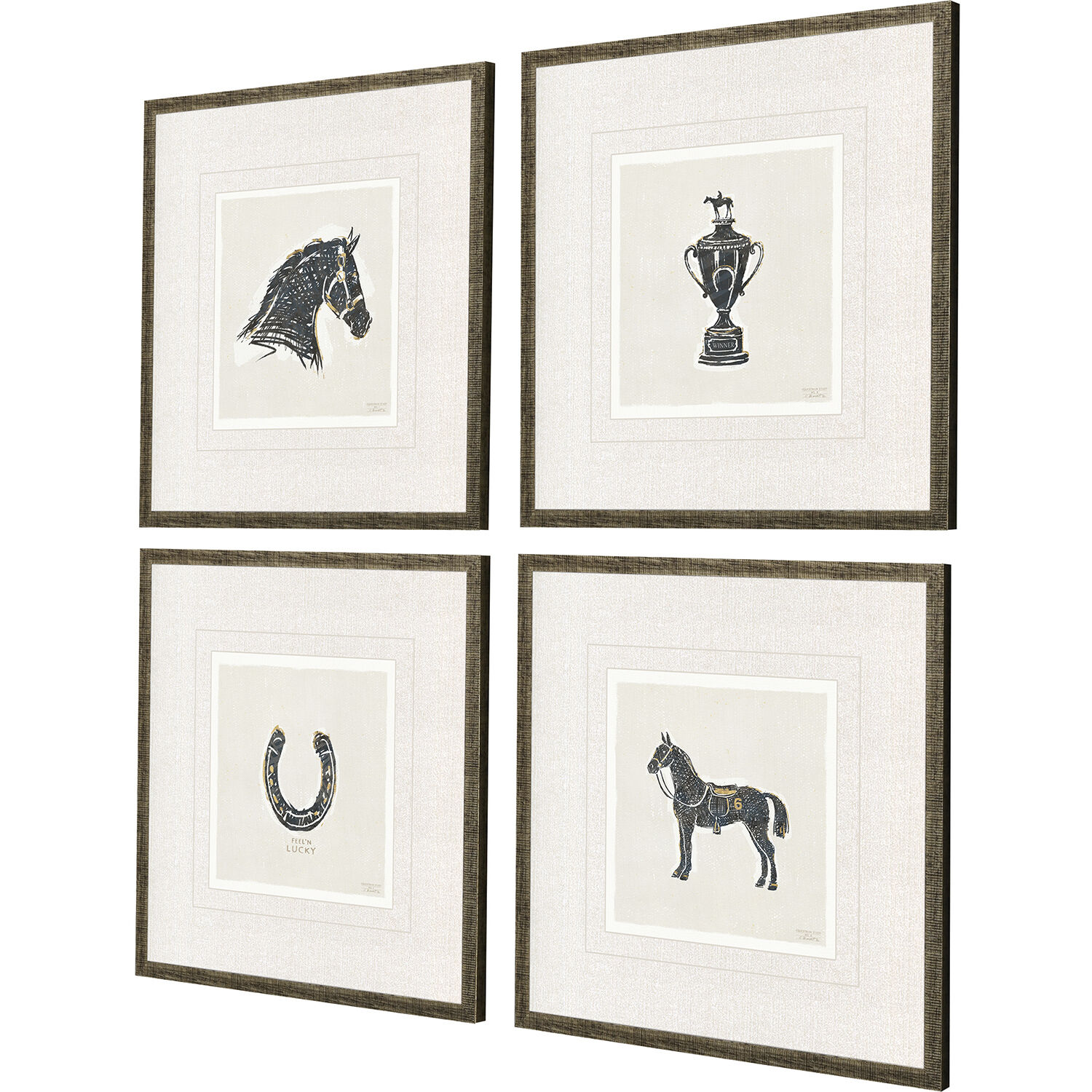Animals Black and Beige and White Framed Art