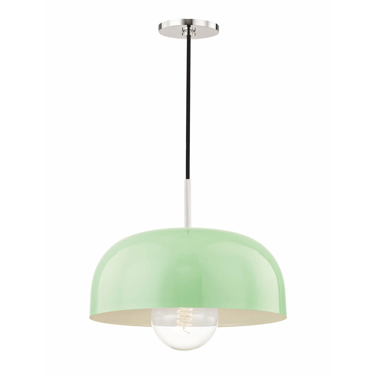Avery 1 Light 14 inch Polished Nickel Pendant Ceiling Light in Polished Nickel and Mint