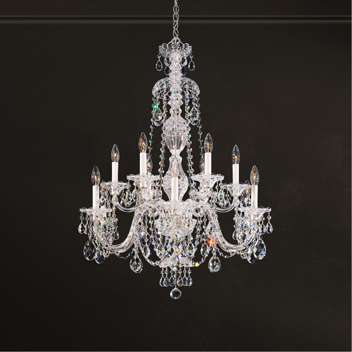 Sterling 12 Light 29 inch Polished Silver Chandelier Ceiling Light in Swarovski