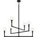 Candlestix 6 Light 37.88 inch Black Chandelier Ceiling Light in Black and Opal Glass