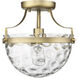 Quinn 1 Light 11 inch Antique Brass Semi-Flush Ceiling Light