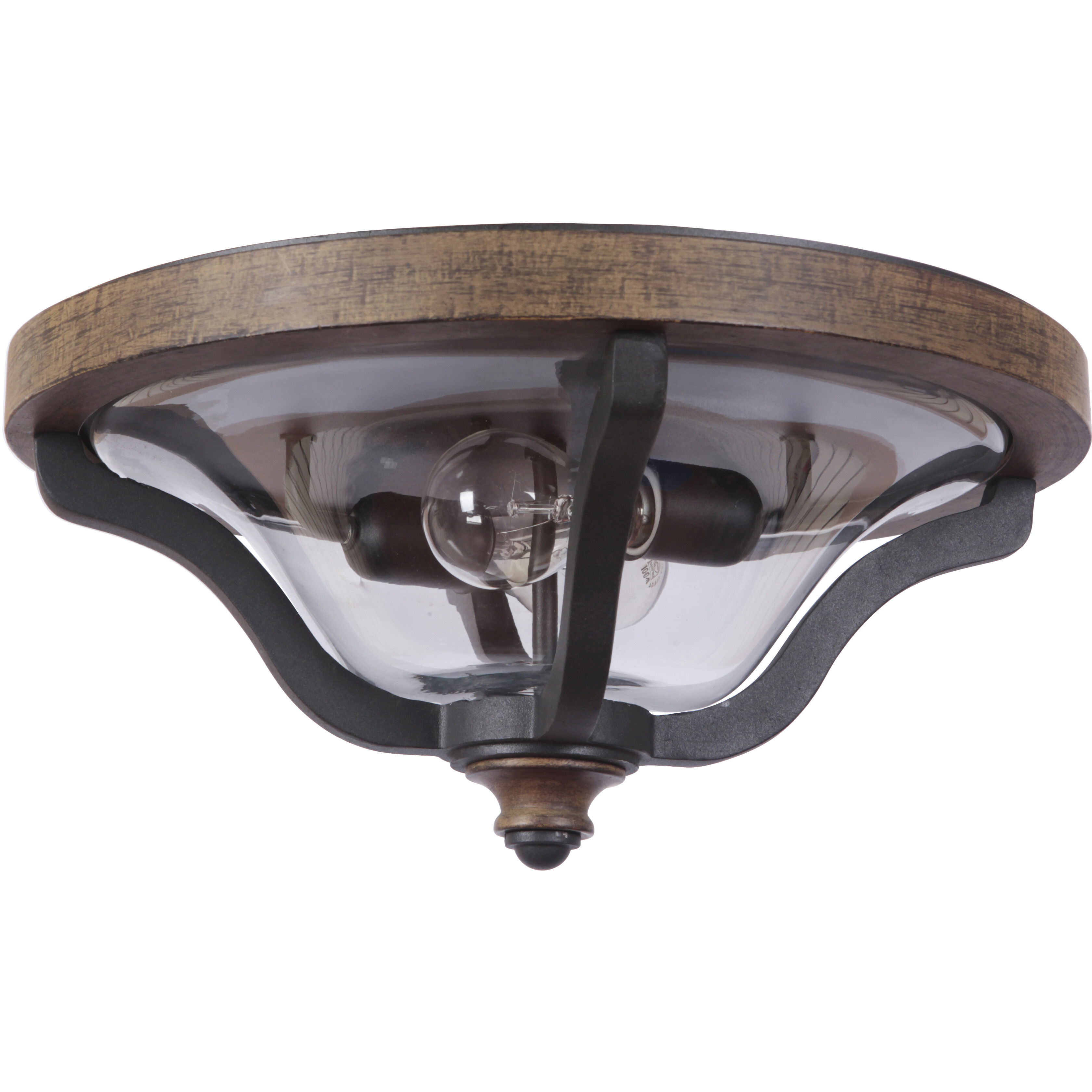 Ashwood 2 Light 16 inch Textured Black/Whiskey Barrel Outdoor Flushmount