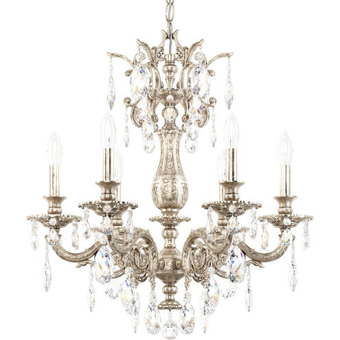 Milano 6 Light Antique Silver Chandelier Ceiling Light in Heritage