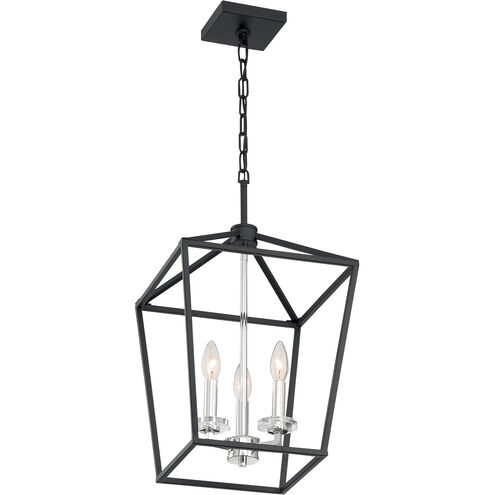 Storyteller 3 Light 12 inch Matte Black and Polished Nickel Accents Pendant Ceiling Light