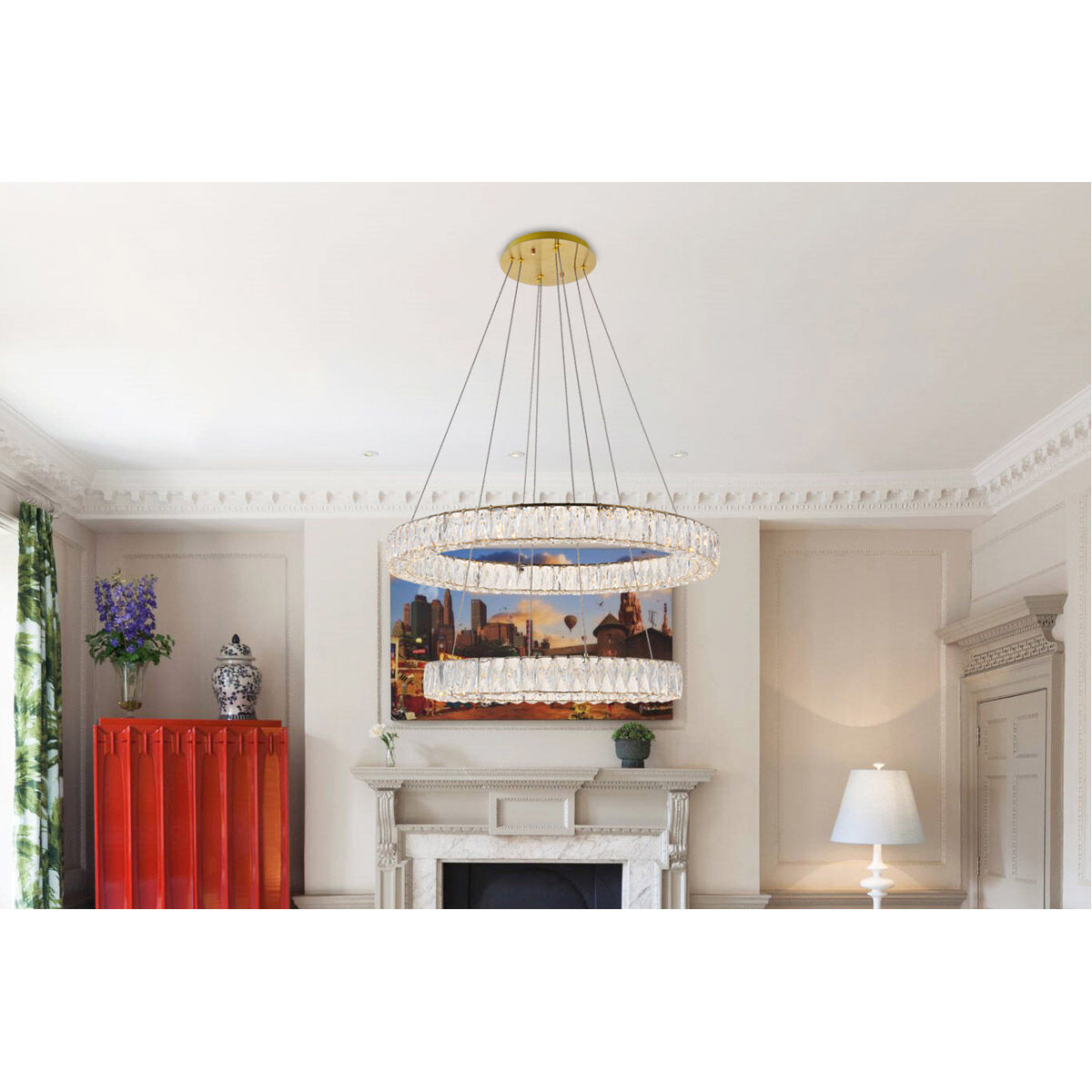 Monroe LED 32 inch Gold Pendant Ceiling Light