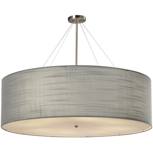 Textile 8 Light 48 inch Brushed Nickel Drum Pendant Ceiling Light, Classic Family, EVOLV