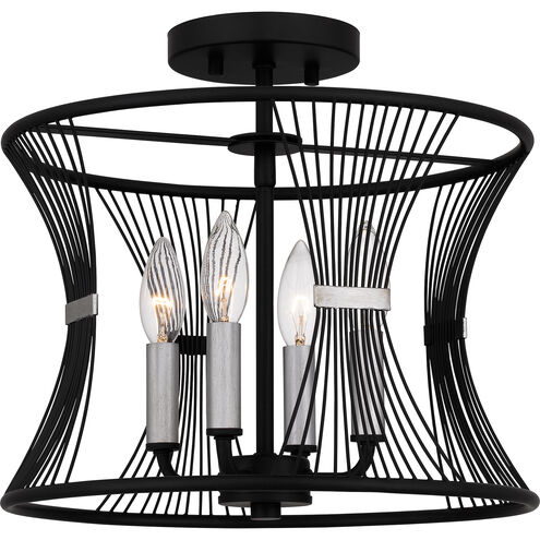 Leiland 4 Light 14 inch Matte Black Semi-Flush Mount Ceiling Light