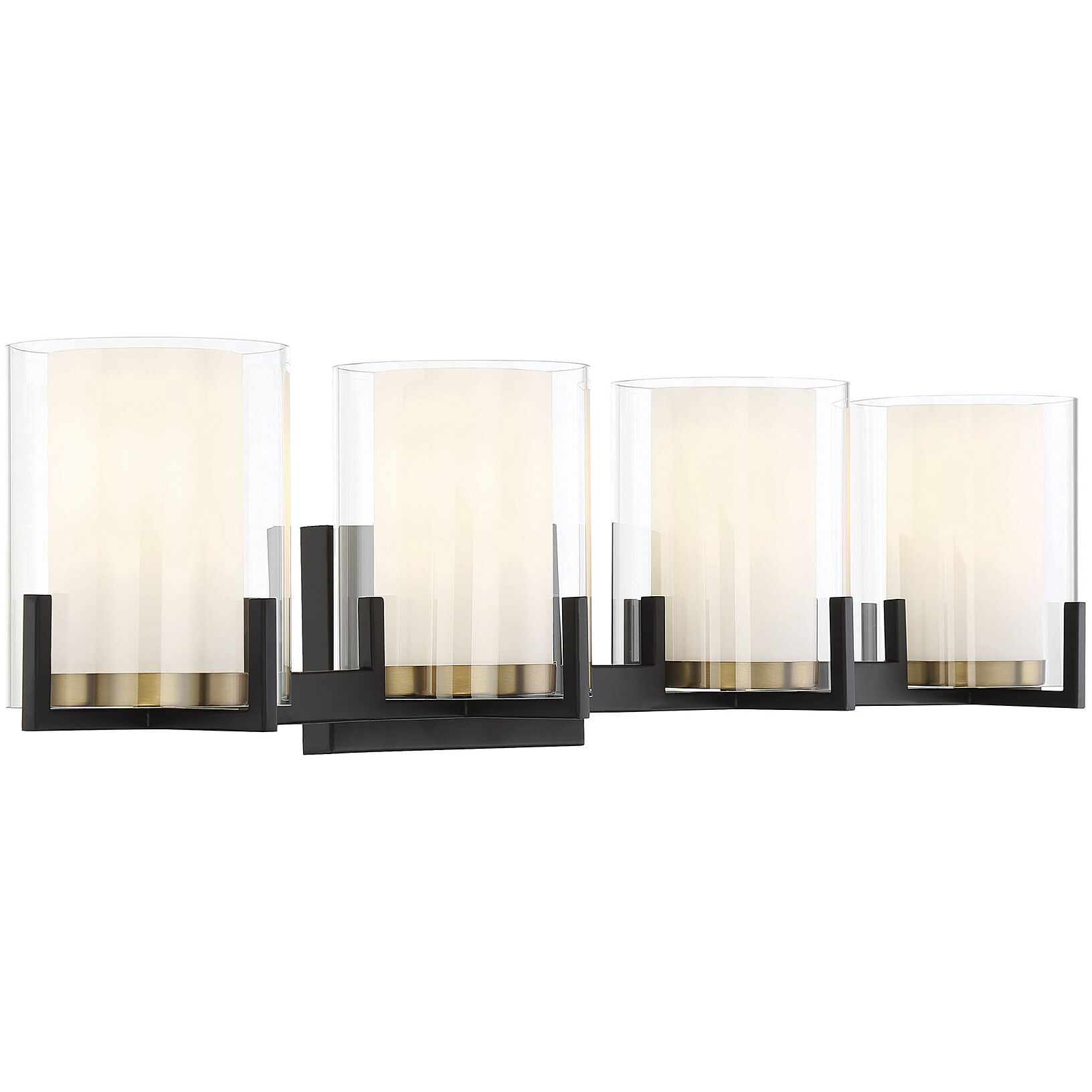 Eaton 4 Light 33 inch Black with Warm Brass Accents Bathroom Vanity Light Wall Light