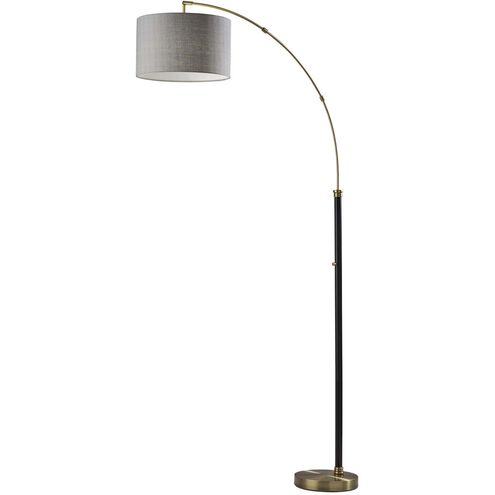 Bergen 74 inch 100.00 watt Black and Antique Brass Arc Floor Lamp Portable Light 