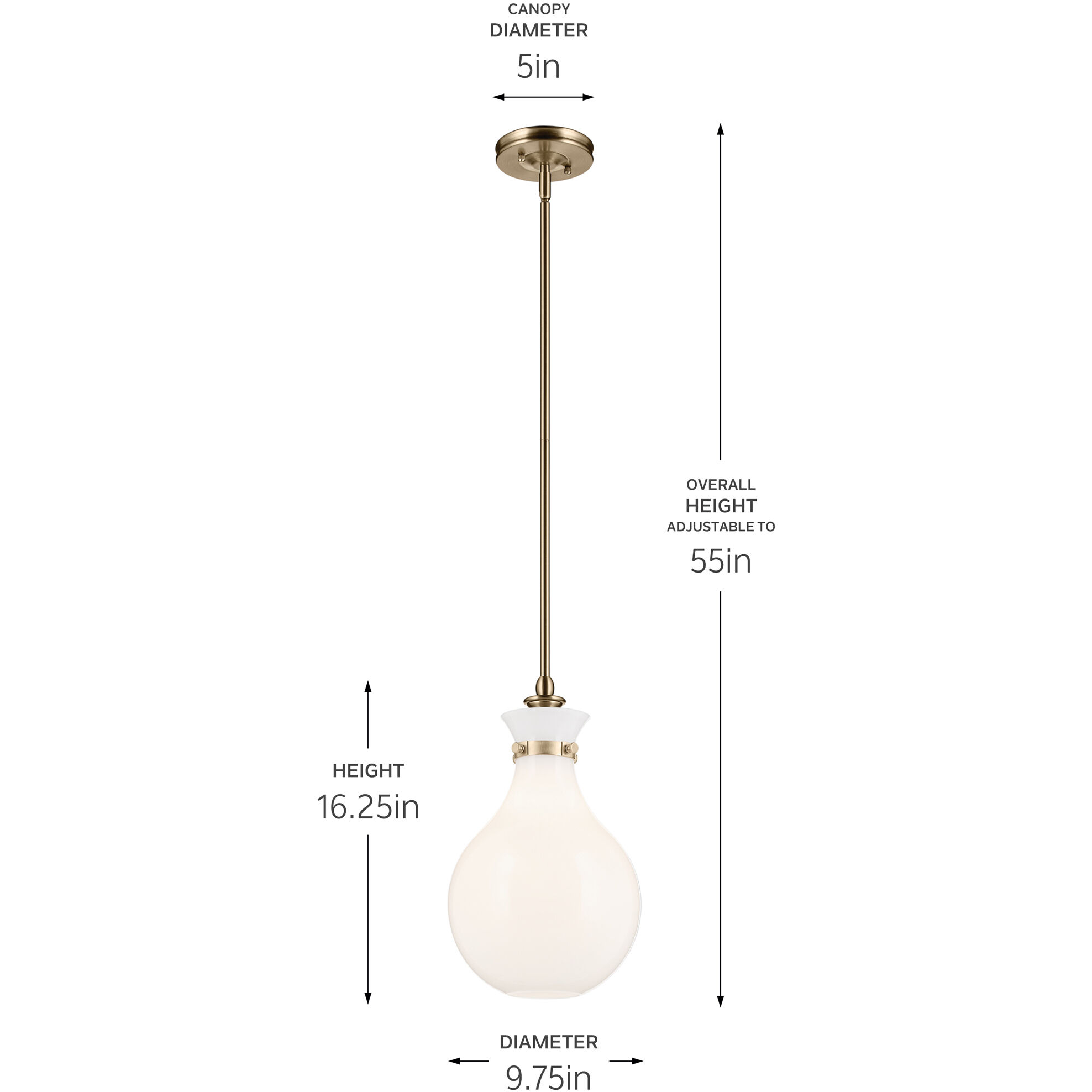 Laria 1 Light Champagne Bronze Pendant Ceiling Light in Opal
