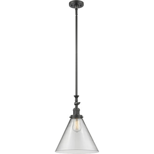 Franklin Restoration Cone LED 12 inch Oil Rubbed Bronze Mini Pendant Ceiling Light in Clear, Franklin Restoration