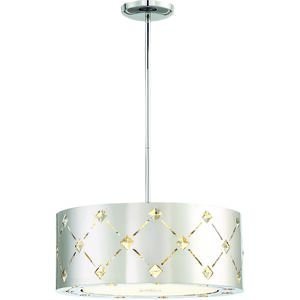 Crowned LED 16.25 inch Chrome Pendant Ceiling Light, Convertible to Semi Flush