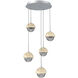 Cabochon LED Classic Silver with Travertine Stone Pendant Chandelier Ceiling Light in 3000K LED, Smoke
