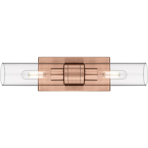 Ballston Urban 2 Light 18 inch Antique Copper Bath Vanity Light Wall Light in Clear Glass