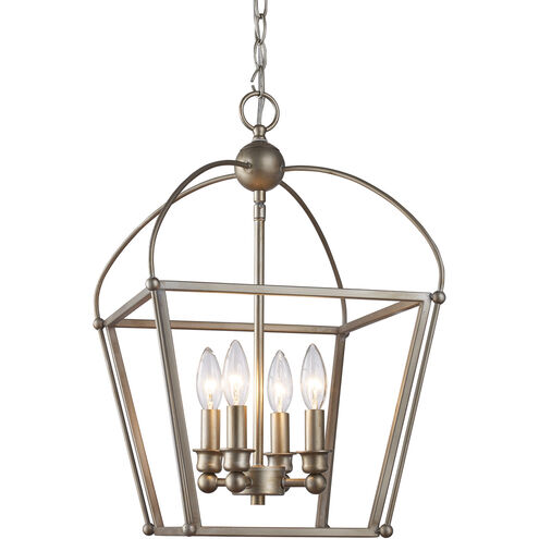 Agnew 4 Light 12 inch Antique Silver Leaf Pendant Ceiling Light