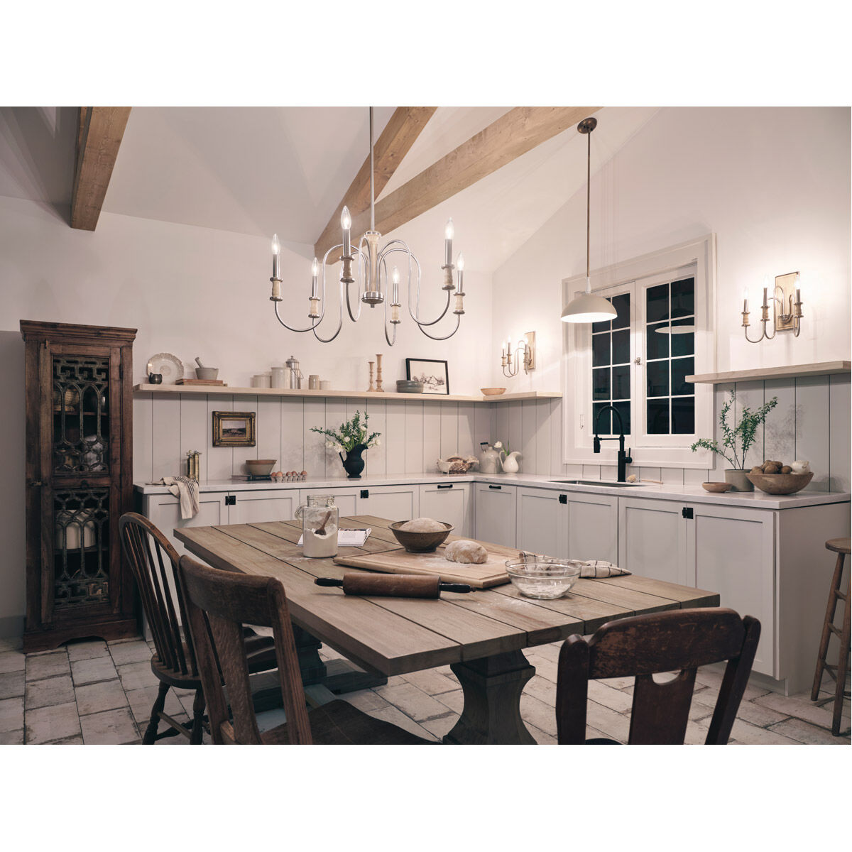 Homestead Karthe 6 Light 29 inch Brushed Nickel Chandelier Ceiling Light, Karthe