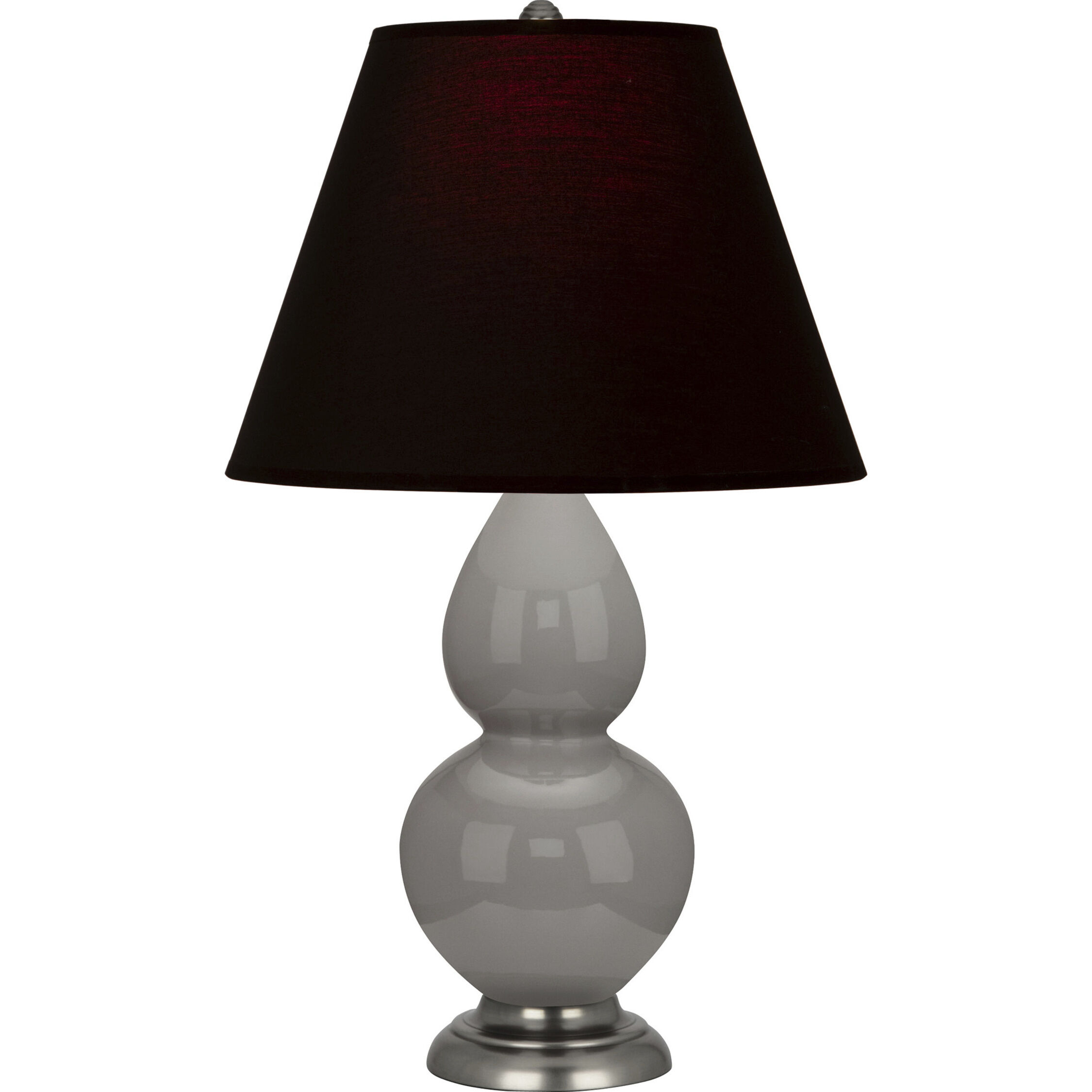 Small Double Gourd 22.75 inch 150 watt Smokey Taupe Glazed Ceramic Accent Lamp Portable Light in Smoky Taupe, Ink Black with Rose Red