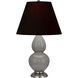 Small Double Gourd 22.75 inch 150 watt Smokey Taupe Glazed Ceramic Accent Lamp Portable Light in Smoky Taupe, Ink Black with Rose Red