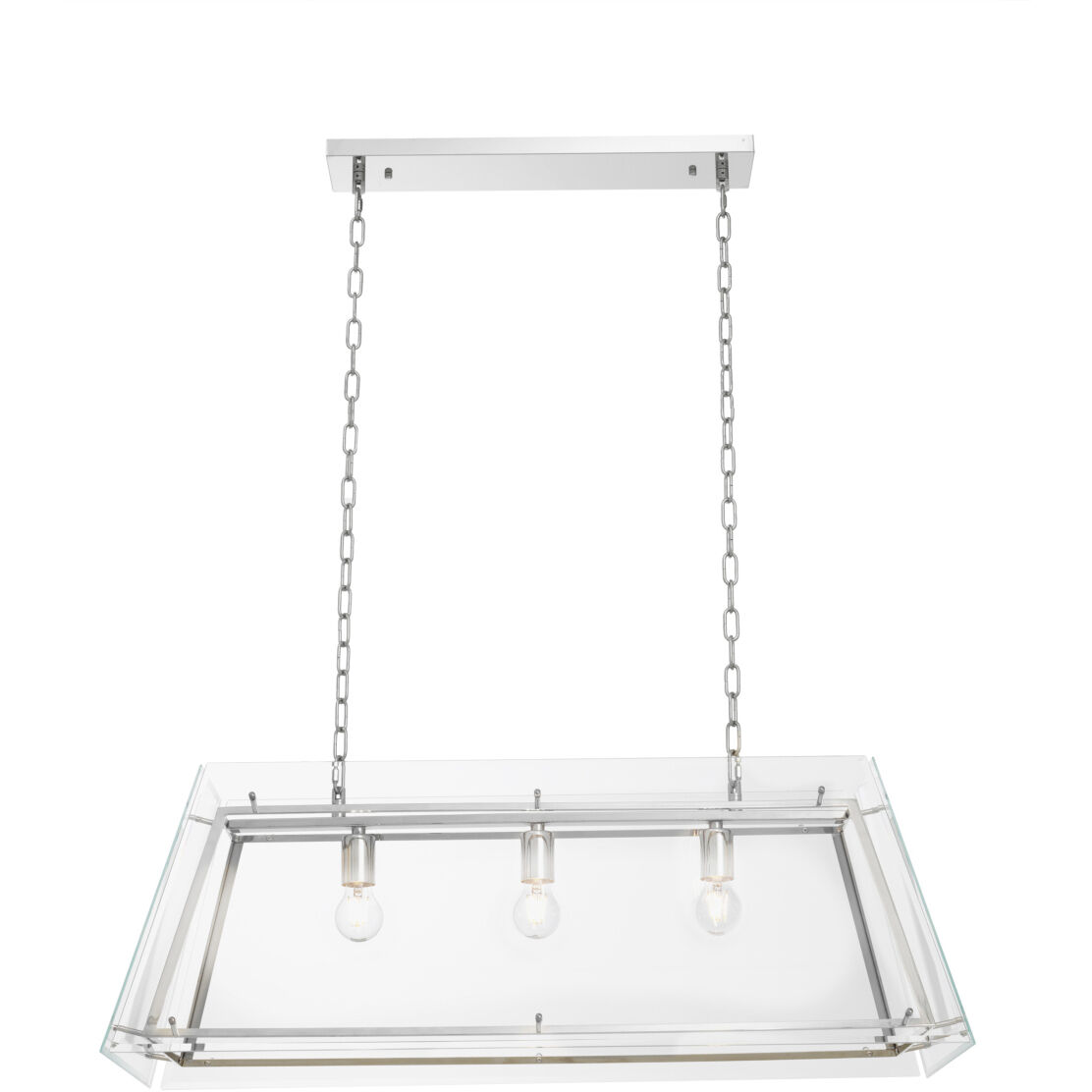 Azure 3 Light 39.37 inch Nickel Chandelier Ceiling Light in Bevelled Clear Glass, Large