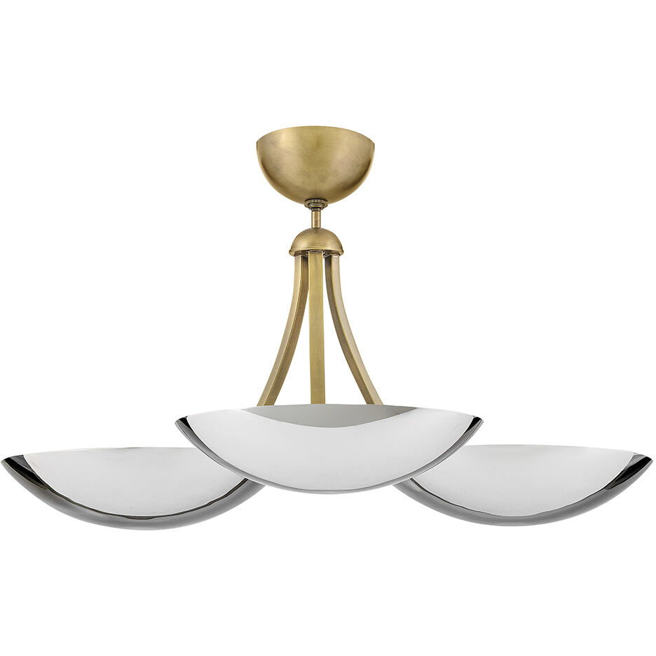 Glenn 3 Light 36 inch Heritage Brass with Chrome Chandelier Ceiling Light
