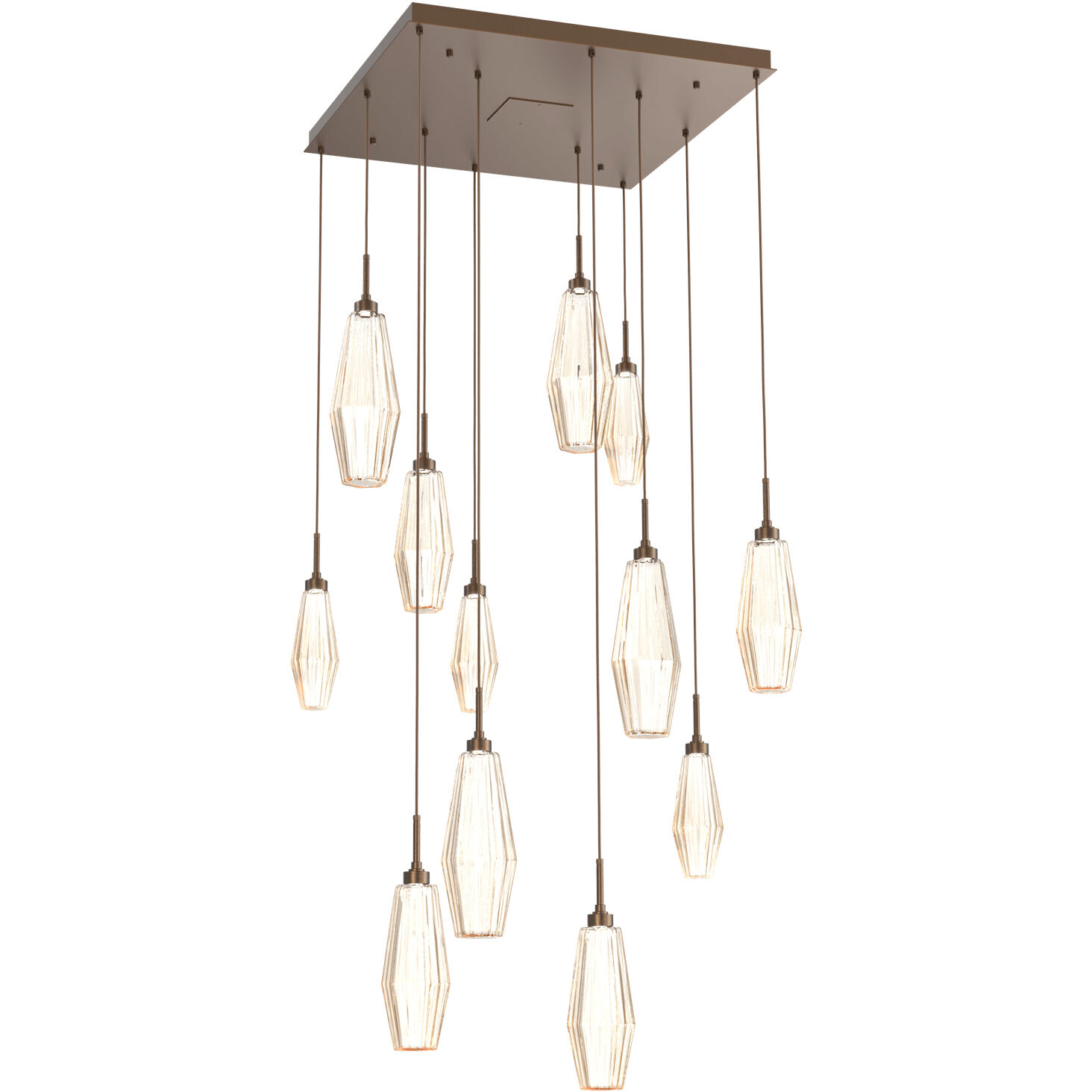 Aalto LED Flat Bronze Chandelier Ceiling Light, Square Multi-Port